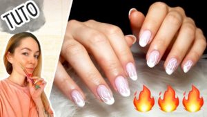 tutoriel manucure ongles flamme rose et blanc avec effet dégradé