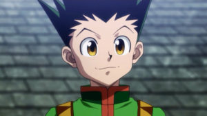 gon freecss, personnage principal de hunter x hunter avec ses cheveux blancs caractéristiques